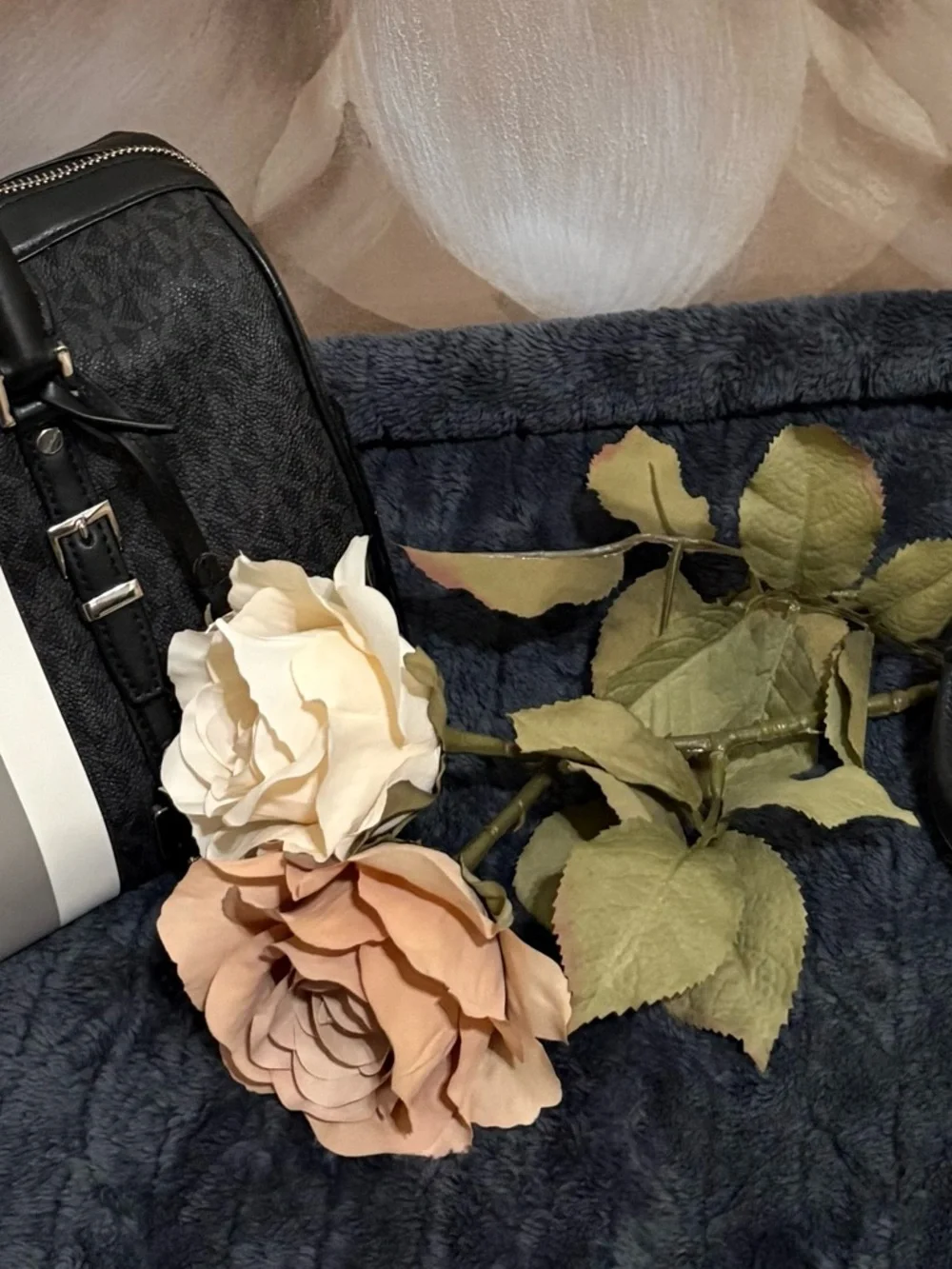 Michael Kors Black Logo Dome Satchel with Stripe - Picture 4 of 4